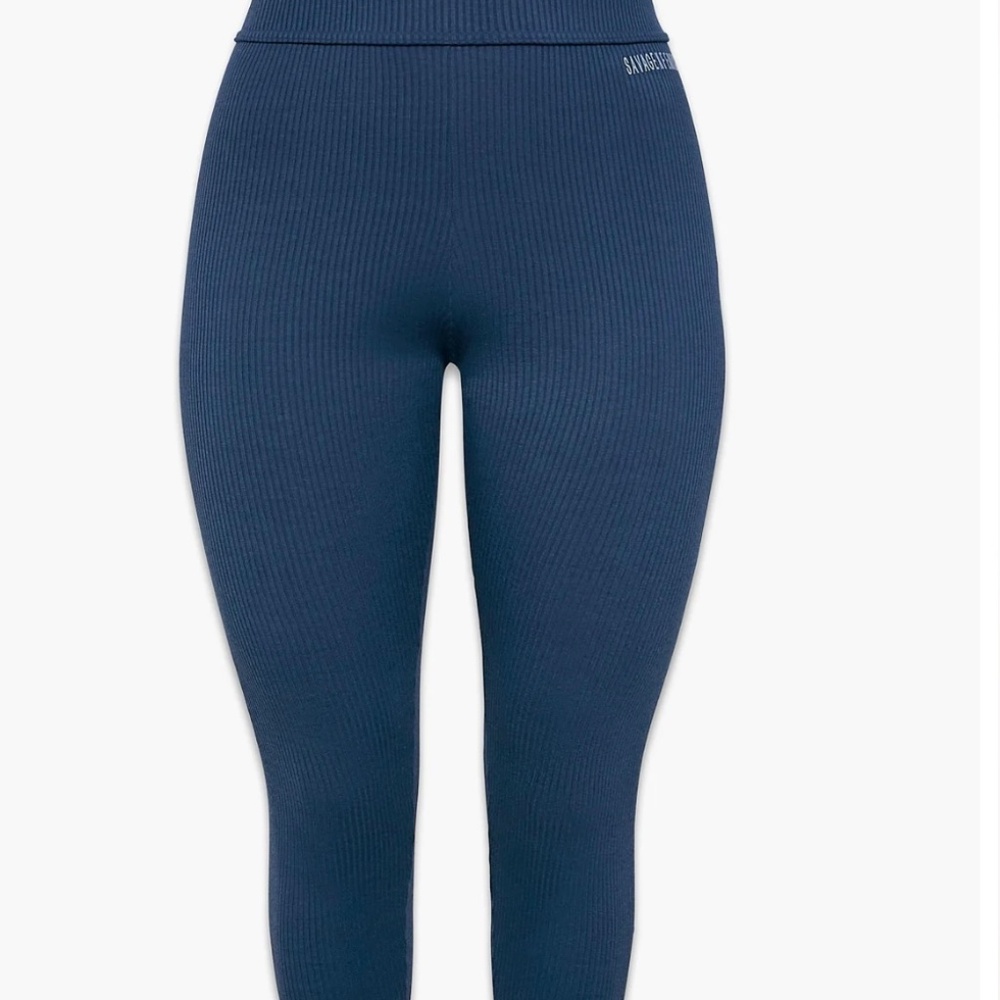 Savage X Fenty Rib Legging Color Deep Sea Blue, Size Large, New With Tag